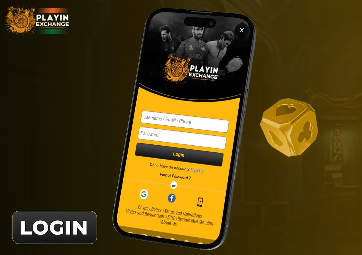 Playinexch लॉगिन इंटरफ़ेस