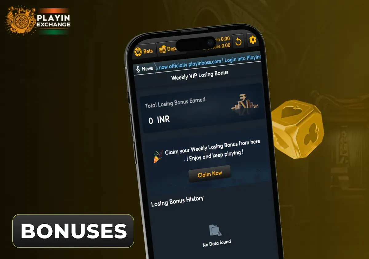 Playinexch Bonuses interface illustration Playinexch Bonuses interface illustration